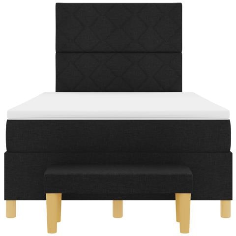 Letto a Molle con Materasso e Panchina Nera 120x200 cm Tessuto - Foto 9