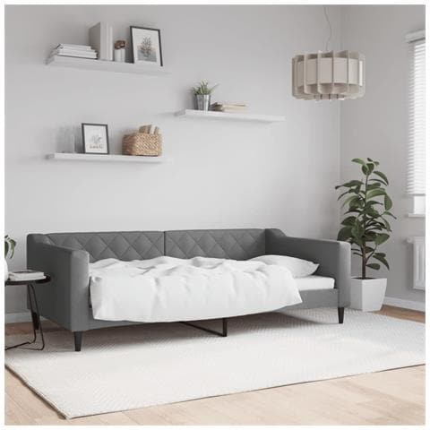 Letto da Giorno Grigio Scuro 90x190 cm in Tessuto - Foto 2
