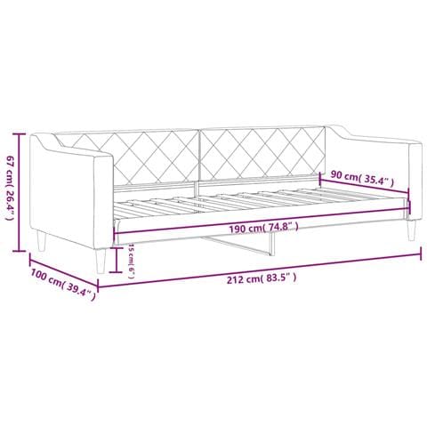 Letto da Giorno Grigio Scuro 90x190 cm in Tessuto - Foto 8