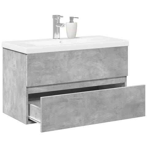 Set Mobili da Bagno 2 pz Grigio Cemento in Legno Multistrato - Foto 2