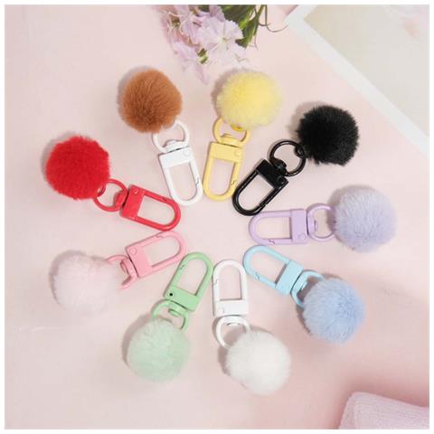 Set Da 10 Portachiavi Con Ciondolo A Pompon Carino - Accessorio Alla Moda Black - Foto 5