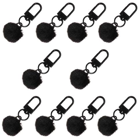 Set Da 10 Portachiavi Con Ciondolo A Pompon Carino - Accessorio Alla Moda Black - Foto 1