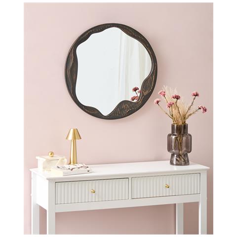Specchio Langon 60 Cm 60 Cm Legno Di Pino Marrone Scuro - Foto 1