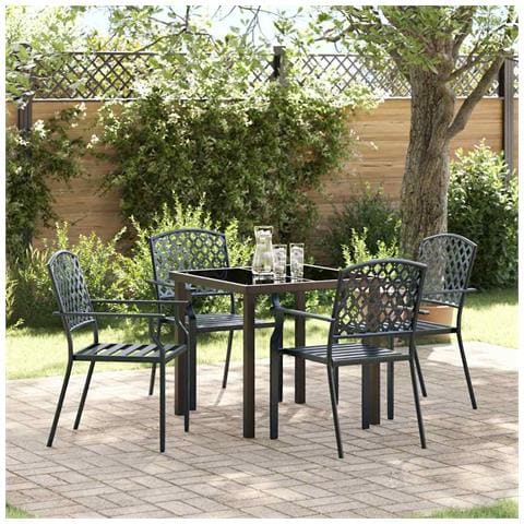 Set da Pranzo per Giardino 5 pcs Antracite Acciaio - Foto 2