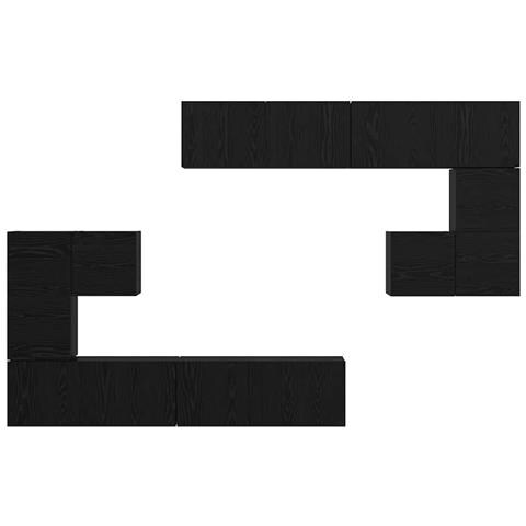 Set mobile TV Montaggio a parete 8 pcs Rovere nero - Foto 9