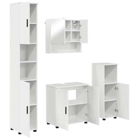 Set di mobili per il bagno 4 pcs Bianco lucido 61 x 35 x 64 cm - Foto 1