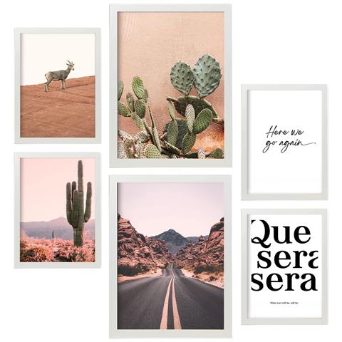 Set Di 6 Stampe Immagini Del Messico, Stampe Artistiche Da Parete, Poster, Decorazioni, Design D'interni, Galleria D'arte A3 & A4 Cornice Bianca - Foto 1