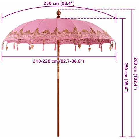 Parasol Balinese Rosa (210-220) x 260 cm - Foto 8