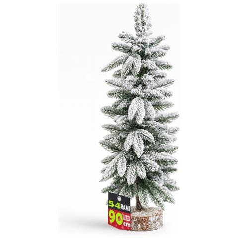 Albero Di Natale Innevato 90cm Con 54 Rami E Neve Effetto Realistico Base Tronco - Foto 1