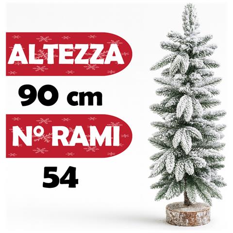Albero Di Natale Innevato 90cm Con 54 Rami E Neve Effetto Realistico Base Tronco - Foto 4