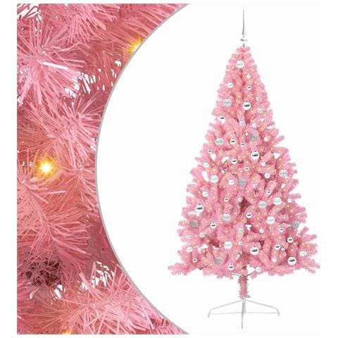 Albero di Natale artificiale con luci integrate Rosa 210 cm PVC - Foto 1