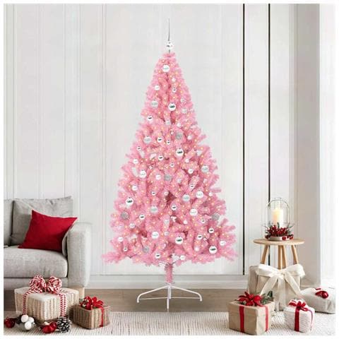 Albero di Natale artificiale con luci integrate Rosa 210 cm PVC - Foto 2
