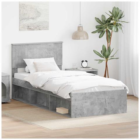 Struttura del letto Calcestruzzo 90 x 200 cm Pino massello - Foto 2