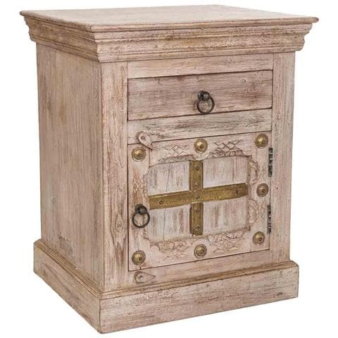 Comodino In Legno Beige Fatto A Mano, 53x45x66h Cm - Foto 1
