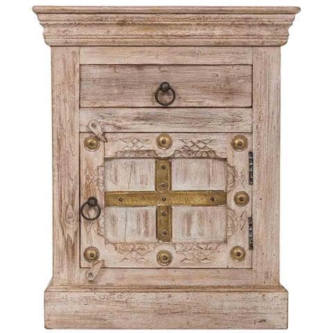 Comodino In Legno Beige Fatto A Mano, 53x45x66h Cm - Foto 2