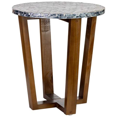 Tavolino Ausiliario In Legno E Madreperla Grigia D36x40h Cm - Foto 1