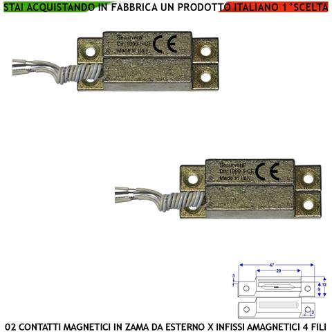 Rilevatore Magnetico In Zama Da Esterno Con Alette Forate Di Fissaggio 2 Pezzi Reed Sottovuoto Sensibilità Magnetica 1 - Foto 1