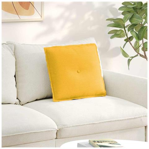Cuscino per Schiena Giallo Chiaro 50 x 45 cm Tessuto in Cords - Foto 2