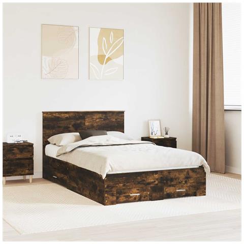 Struttura del letto Rovere fumé 120 x 200 cm Legno multistrato - Foto 2