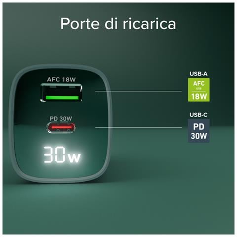 TETRGANLCD1USB1C30A Caricabatterie per dispositivi mobili Universale Azzurro AC Ricarica rapida Interno - Foto 2