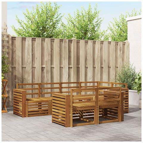 Set divani 7 pcs Naturale Legno di Acacia Massello - Foto 2