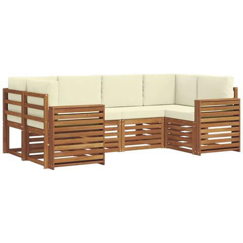 Set divani 6 pcs Naturale e Crema Legno di Acacia Massello - Foto 1