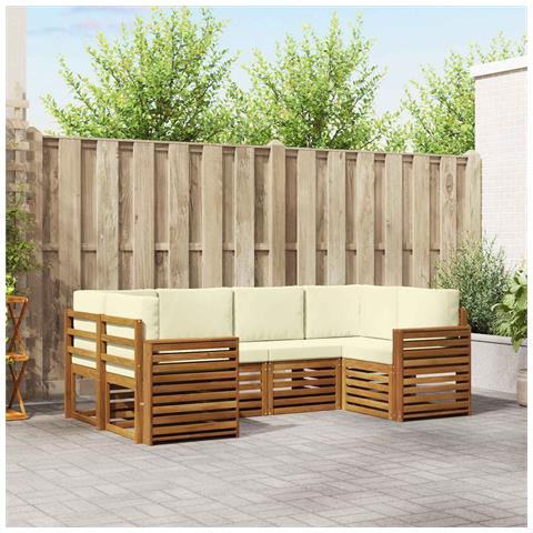 Set divani 6 pcs Naturale e Crema Legno di Acacia Massello - Foto 2