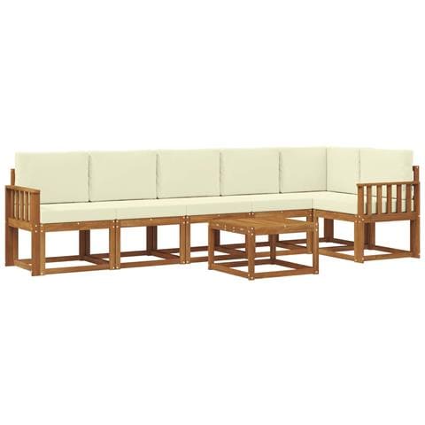 Set di divani da esterno con cuscino 7 pcs Naturale e Crema - Foto 1