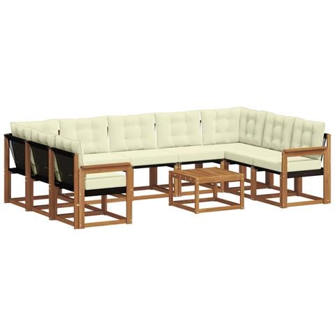 Set di divani da esterno con cuscino 10 pcs Naturale e Crema - Foto 1