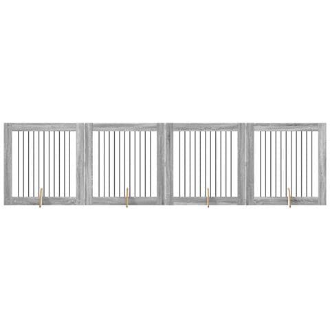Cancello per cani con supporti 4 pcs Grigio Sonoma 100 x 100 cm - Foto 1