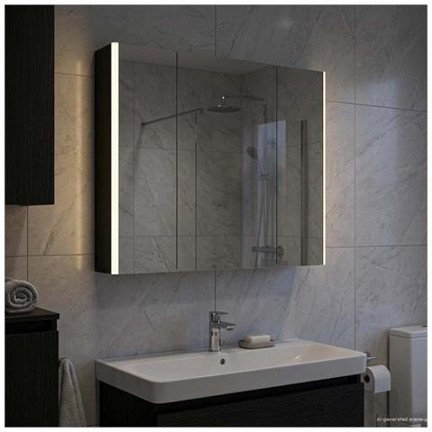 Mobiletto per specchio da bagno Rovere Nero 83,5 x 15,5 x 70 cm - Foto 2