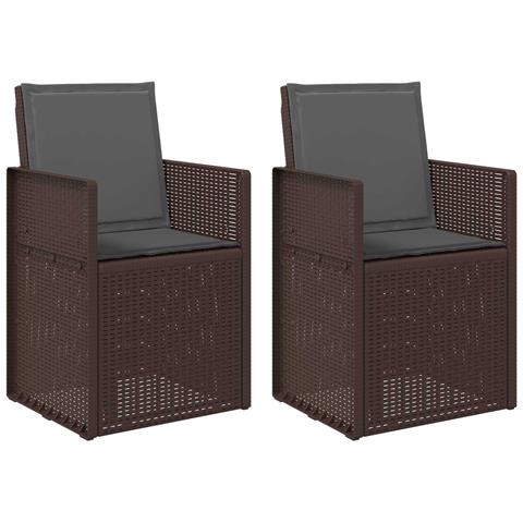 Sedie da pranzo da giardino 2 pcs Marrone e Antracite PP - Foto 1