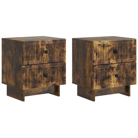Armadio da Notte 2 pcs Rovere Fumo 43 x 34,5 x 47,5 cm - Foto 1