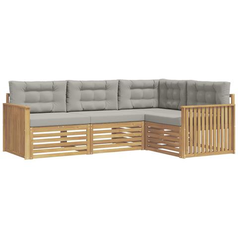 Set di divani da esterno 4 pcs Bianco e Grigio Chiaro - Foto 1