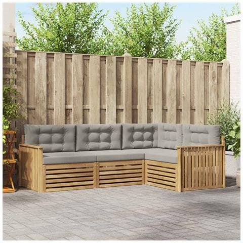 Set di divani da esterno 4 pcs Bianco e Grigio Chiaro - Foto 2