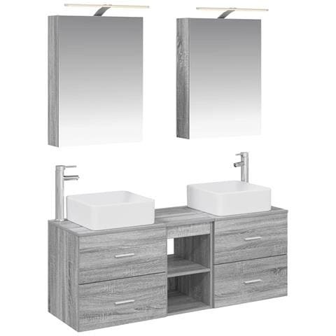 Set di mobili per il bagno 5 pcs Sonoma grigio - Foto 1