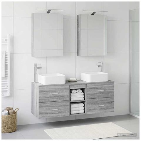 Set di mobili per il bagno 5 pcs Sonoma grigio - Foto 2