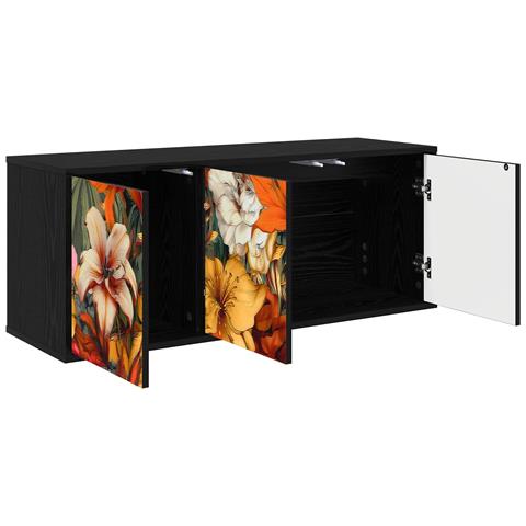 Mobile TV da Parete GENNEP 102 x 33 x 40 cm Rovere Nero - Foto 2