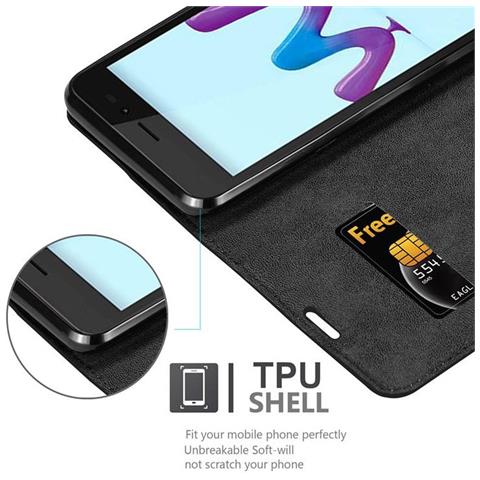 Custodia Compatibile Con Wiko Sunny 3 In Nero Di Notte - Coperchio Protettiva Con Chiusura Magnetica, Funzione Stand E Tasca Per Le Carte - Foto 2