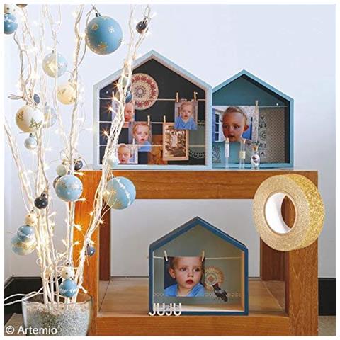 3 Scaffali Di Legno Casa + Washi Tape Dorato 5 M - Foto 2