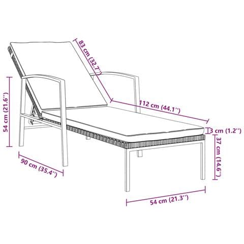 Lettini Prendisole 2 pz con Tavolo in Polyrattan Marrone - Foto 2