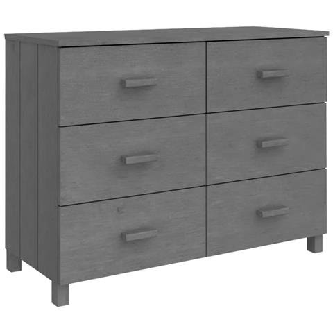 Credenza Grigio Scuro 113x40x80 Cm In Legno Massello Di Pino - Foto 1