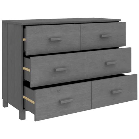 Credenza Grigio Scuro 113x40x80 Cm In Legno Massello Di Pino - Foto 9