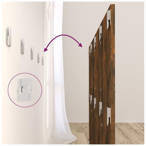 Testiera Letto Con Comodini In Legno Multistrato Rovere Fumo - Foto 2