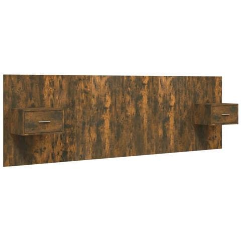 Testiera Letto Con Comodini In Legno Multistrato Rovere Fumo - Foto 1