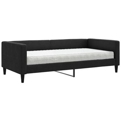 Divano Letto Con Materasso Nero 100x200 Cm In Tessuto - Foto 1