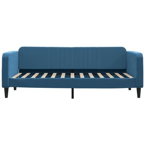 Divano Letto Con Materasso Blu 90x200 Cm In Velluto - Foto 2