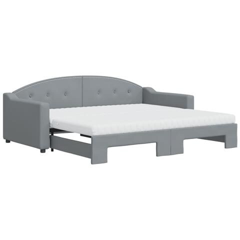 Divano Letto Estraibile Materassi Grigio Chiaro 90x190 Tessuto - Foto 1
