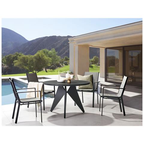 Set Da Pranzo 4 Posti Metallo Nero Grigio E Legno Chiaro Olmetto /busseto - Foto 1
