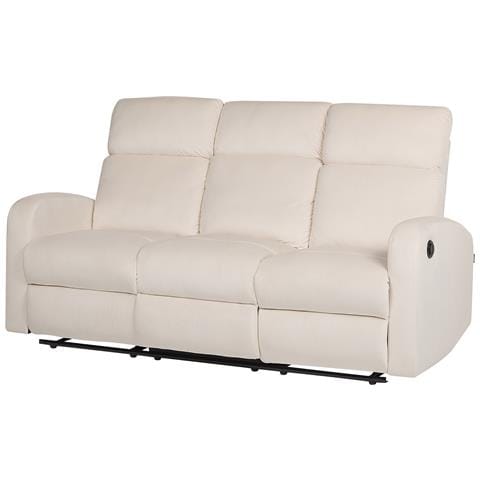 Set Di Divani 6 Posti Reclinabili Elettricamente Velluto Bianco Crema Verdal - Foto 2